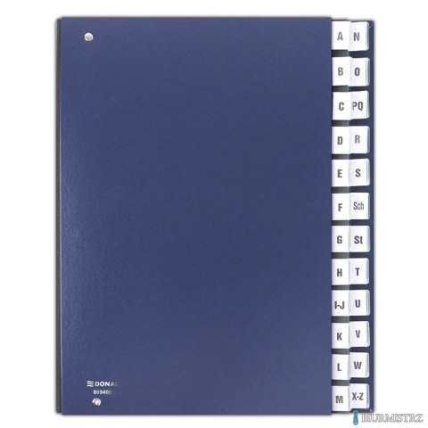 Teczka korespondencyjna DONAU, karton, A4, A-Z, granatowa, 8694001-18