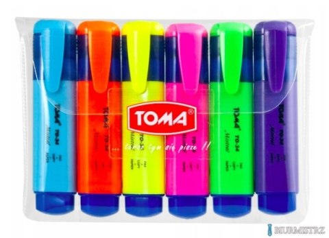 Zakreślacz MISTRAL, szeroka końcówka 1-5mm, mix 6 kolorów TO-334 Toma