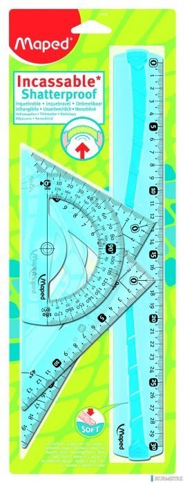 Zestaw geometryczny linijka 30 cm, 2 ekierki i kątomierz MAPED 244304