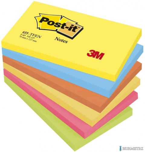 Bloczek samoprzylepny POST-IT_ (655-TFEN), 127x76mm, 6x100 kart., paleta energetyczna