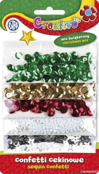 Confetti cekinowe kółka na blistrze - mix 5 wzorów świątecznych 1000 sztuk ASTRA, 335116007