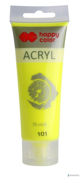 Farba akrylowa 75ml, żółty fluo, Happy Color HA 7370 0075-101