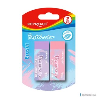 GUMKA DO ŚCIERANIA KEYROAD, 2SZT, BLISTER, PASTELOWE KOLORY, MIX KOLORÓW