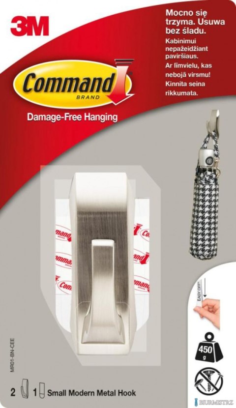 Hak COMMAND_ (MR01-BN), metalowy, mały, srebrny