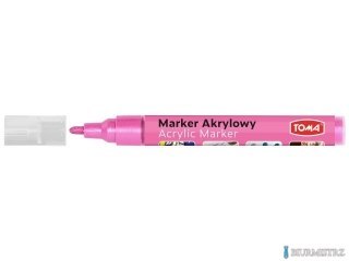 Marker akrylowy, fibrowa końcówka okrągła 2-5mm, różowy metalic TO-402 Toma
