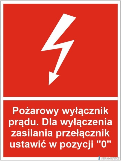 Naklejka Przeciwpożarowy wyłącznik prądu