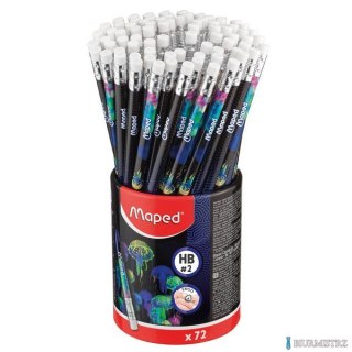 Ołówek z gumką Deepsea HB w kubku 72 szt display Maped 851810