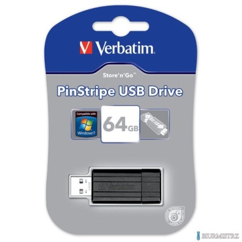 Pamięć Pendrive VERBATIM 64GB USB 2.0 czarny PINSTRIPE 49065