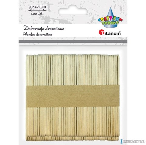 Patyczki drewniane naturalne (100) 9,3cm 361577 TITANUM