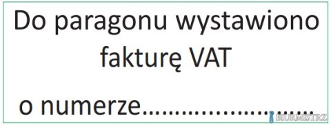 Pieczątka Do paragonu wystawiono fakturę VAT o numerze.... IMPRINT 8912 TRODAT