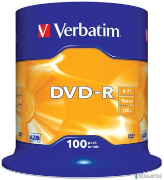 Płyta DVD-R VERBATIM CAKE (100) Matt Silver 4.7GB x16 43549