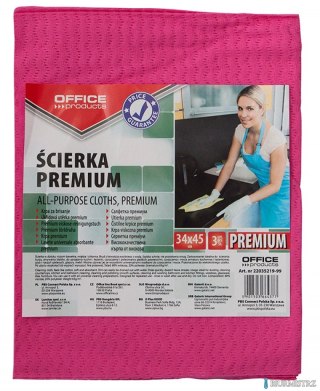 Ścierka premium , wiskoza 80%, gr. 65g/mkg, 34x45cm, 3szt., mix kolorów, typu OFFICE PRODUCTS 22035219-99