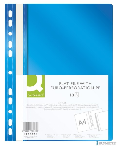 Skoroszyt Q-CONNECT, PP, A4, standard, 120/170mikr., wpinany, niebieski KF15663