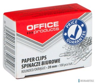 Spinacze okrągłe , 28mm, 100szt., srebrne, typu OFFICE PRODUCTS 18082815-19