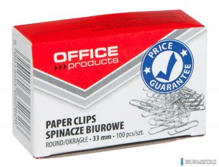 Spinacze okrągłe , 33mm, 100szt., srebrne, typu OFFICE PRODUCTS 18083315-19