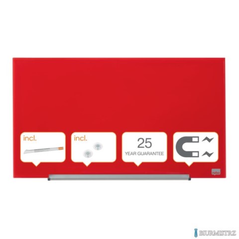 Szklana tablica Nobo Impression Pro 680x380mm, czerwona (X)