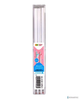 Wkłady do długopisu wymazywalnego PastelBears, Stand. C, 0.5mm, niebieski, 3szt. w etui, Happy Color HA 4120 12PB-3