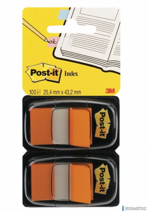 Zakładki indeksujące POST-IT_ (680-O2EU), PP, 25,4x43,2mm, 2x50 kart., pomarańczowy