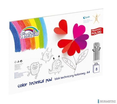 Blok techniczny A4/8k kolorowy FIORELLO 150-1438