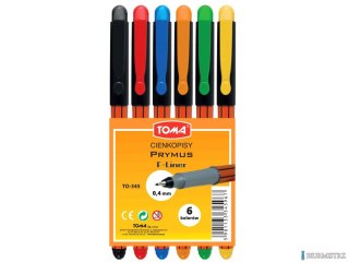 Cienkopis PRYMUS 0,4mm, pomarańczowa obudowa, kpl. 6 kolorow mix TO-345-96 Toma