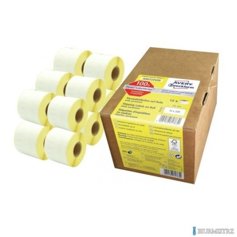 Etykiety wysyłkowe termiczne 54 x 101 mm 12 rolek Avery Zweckform AS0722420