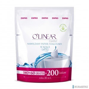 Nawilżany papier toaletowy w rolce/ZAPAS 140+10szt.gratis Olinear