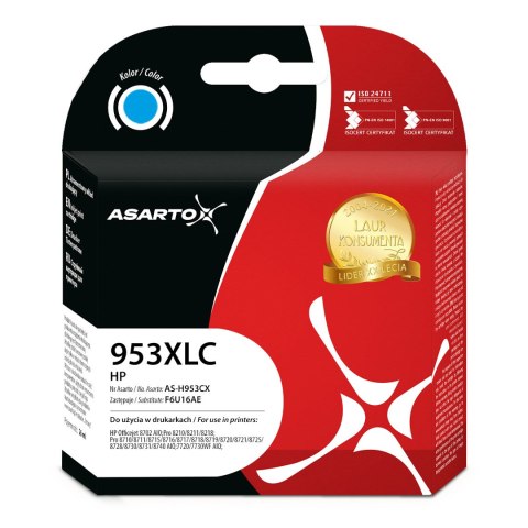 Tusz Asarto do HP 953XLC | F6U16AE | 1600 str. | cyan | REF.