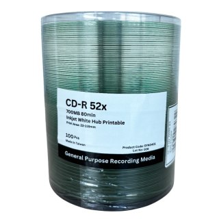 Adiva CD-R | 700MB | x52 | szpindel 100 szt.| 80min | White Inkjet Printable