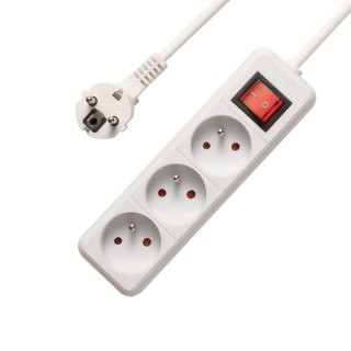 BOUNN listwa zasilająca antyprzepięciowa 3 gniazda 3 m biała 16A