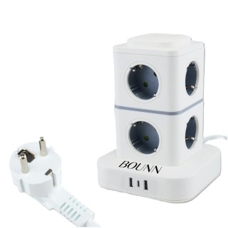 BOUNN listwa zasilająca przeciwprzepięciowa 11 gniazd 3xUSB 1,5m