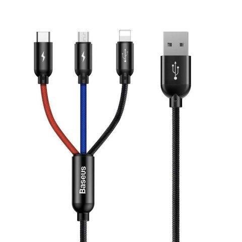 Baseus Kabel USB 3w1 USB-C / Lightning / Micro 3A | 1.2m | czarny