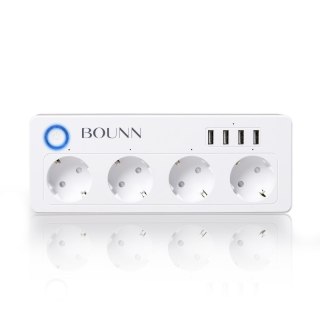 Bounn Inteligentny przedłużacz z WiFi 4xEU + 4x USB