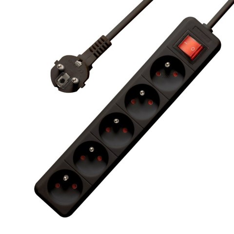 Bounn listwa zasilająca antyprzepięciowa 5 gniazd 3 m czarna 16A