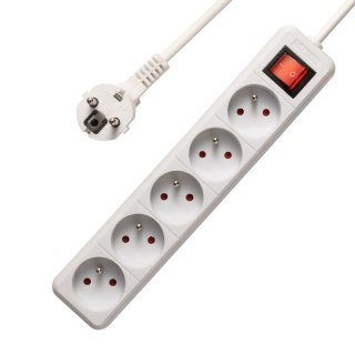 Bounn listwa zasilająca antyprzepięciowa 5 gniazd 5 m biała 16A