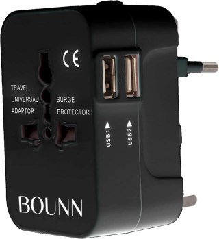 Bounn przejściówka do gniazdka angielsko polska EU UK USA 2x USB