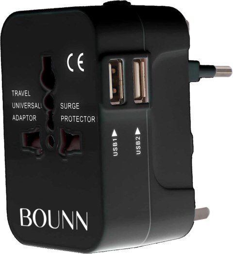Bounn przejściówka do gniazdka angielsko polska EU UK USA 2x USB
