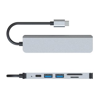 Hub 6w1 USB-C HDMI 4K30hz USB C USB3.0 USB2.0 + SD/TF