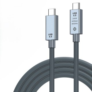 Kabel USB C 4.0 szybki elastyczny 40Gbps PD 240W macbook smartfon 1m 8K