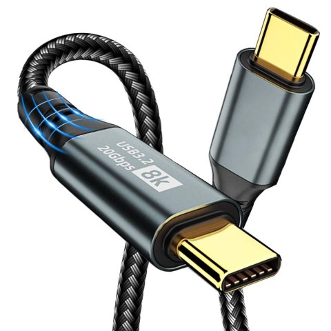 Kabel USB C szybkie ładowanie do USB-C 3.2 | 20V/5A 100W 20Gbps 8K | 3m