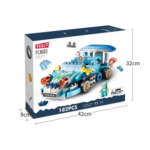 Klocki konstrukcyjne autko sportowe niebieskie 182 elementów