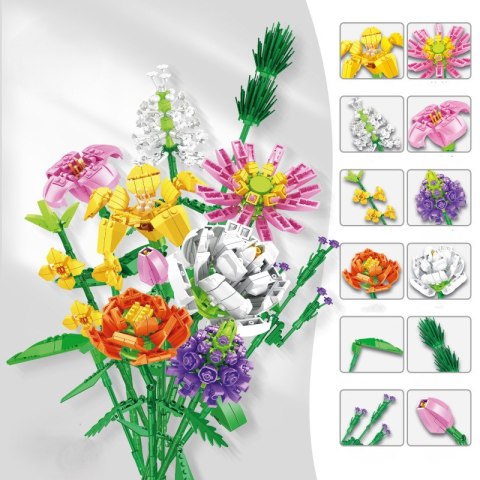 Klocki konstrukcyjne bukiet kwiaty 900 elementów