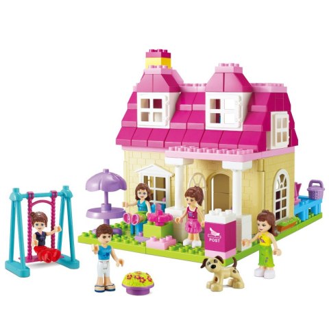 Klocki konstrukcyjne domek z ogródkiem dziewczęcy 146 elementów