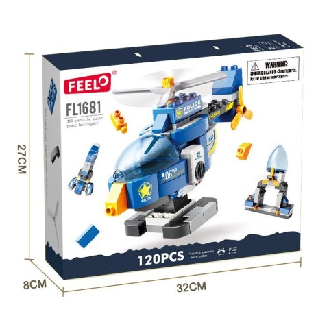 Klocki konstrukcyjne helikopter niebieski 120 elementów