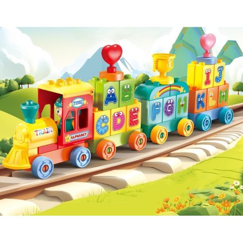 Klocki konstrukcyjne pociąg alfabet 60 elementów