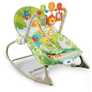 Leżaczek bujaczek 2w1 zielono-szary z wibracją