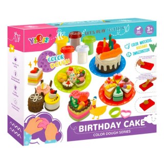 Masa plastyczna zestaw ciasto urodzinowe 10 kolorów + foremki