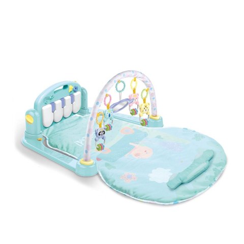 Mata dla niemowląt z zawieszkami i pianinkiem zwierzątka niebieska