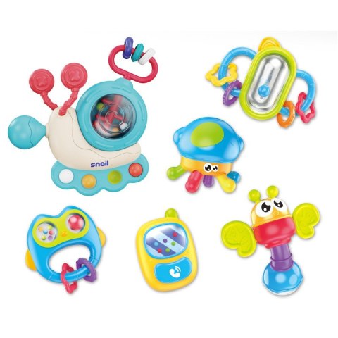 Zestaw 6 grzechotek gryzaków dla niemowląt