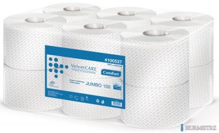 Papier toaletowy celuloza, 2 warstwy, biały, 100m - 800 listków (12szt) VELVET PROFESSIONAL JUMBO 4100537
