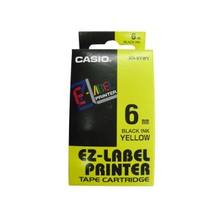 Casio taśma do drukarek etykiet do KL-60/120 | 6mmx8m | żóła/czarny druk